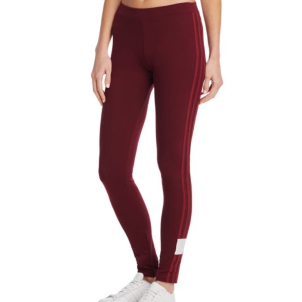 Adidas burgundy leggings. Xs